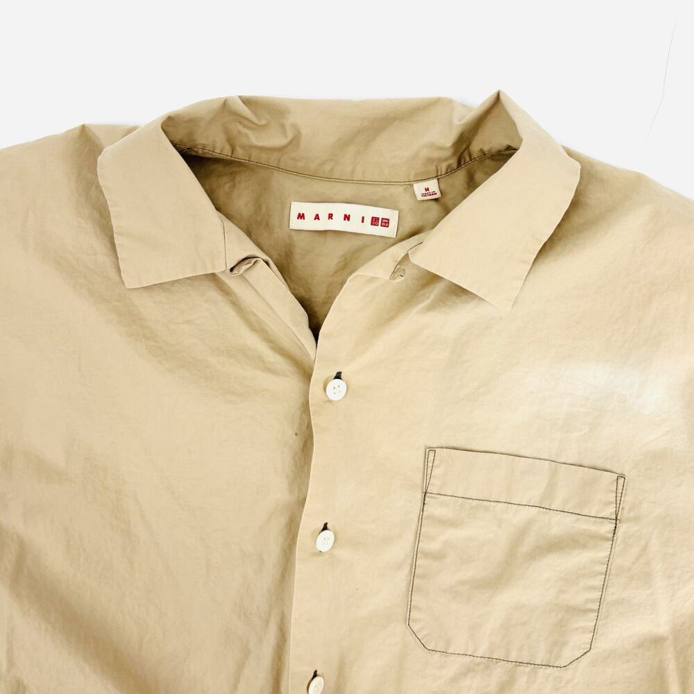 Uniqlo MARNI Button-up Shirt Short Sleeve Beige L Female Womens